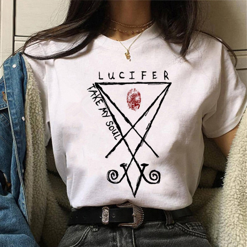 Devil Lucifer Printed Women Tshirt