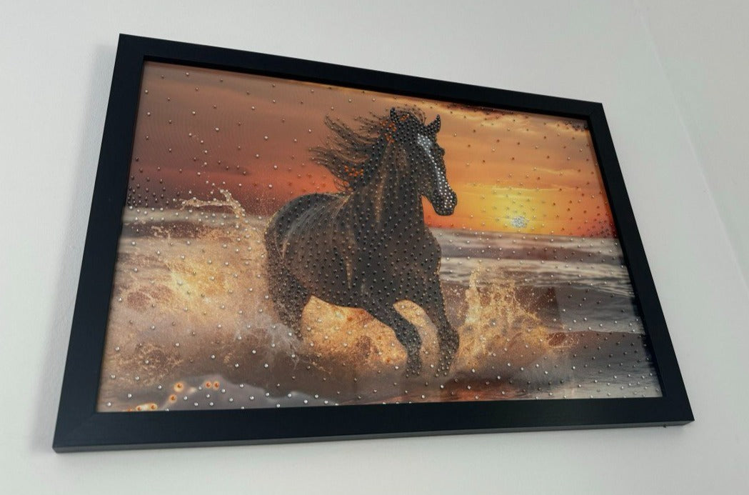 Leopard / Horse Portrait with Rhinestones Wall Posters