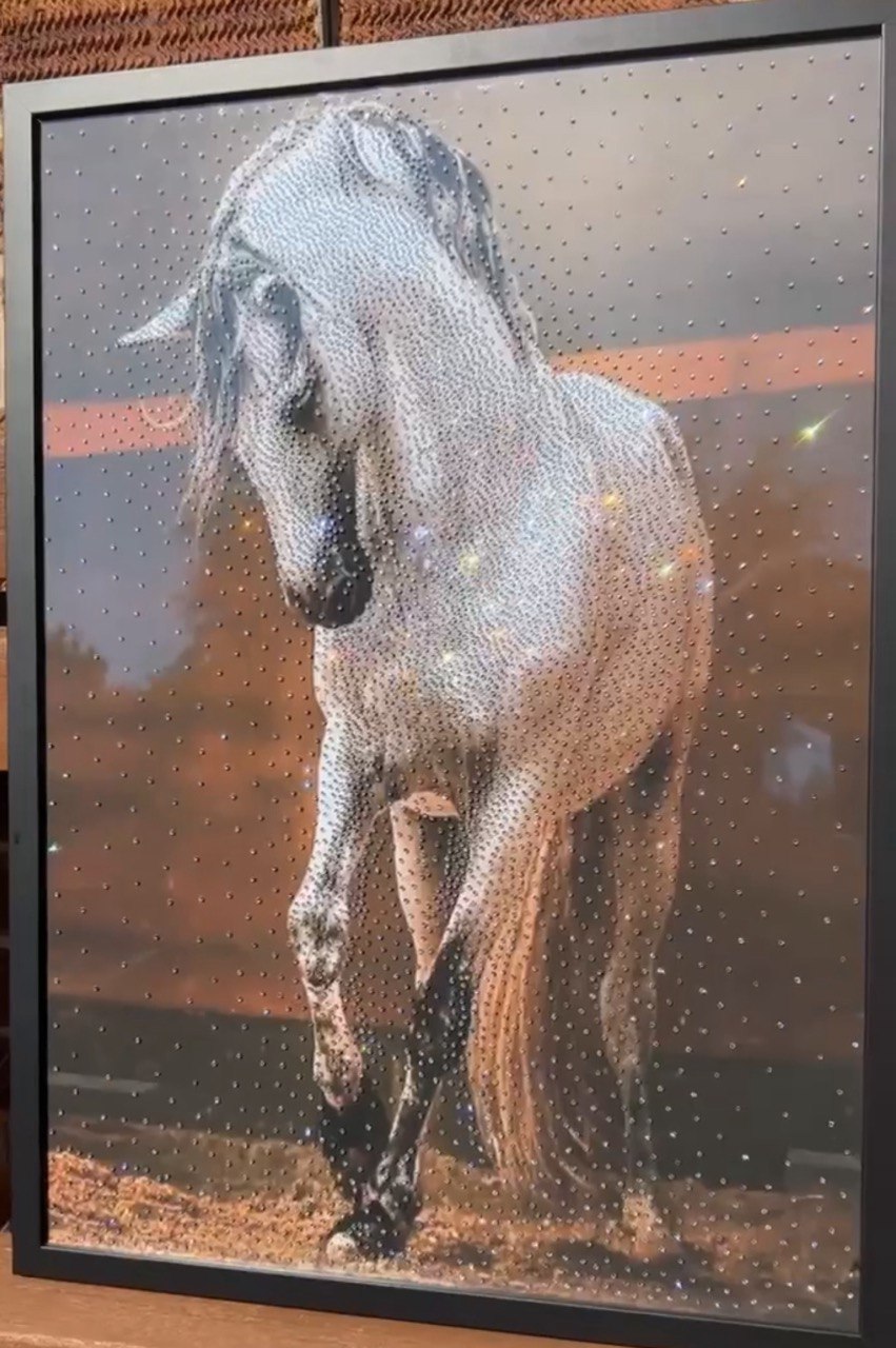 Leopard / Horse Portrait with Rhinestones Wall Posters