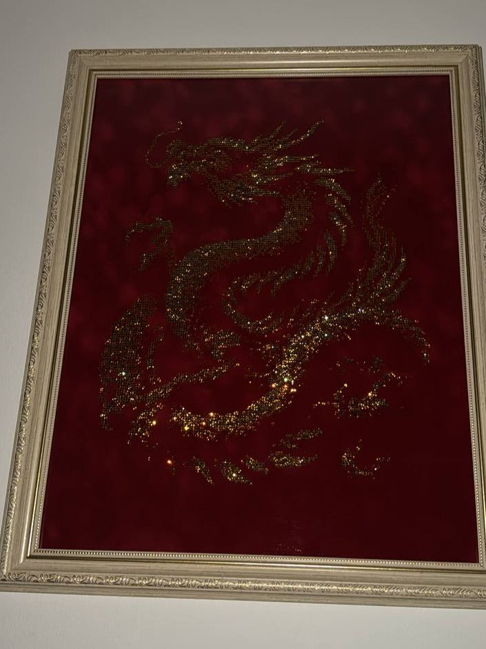 Custom Rhinestone Golden Dragon - Fengshui
