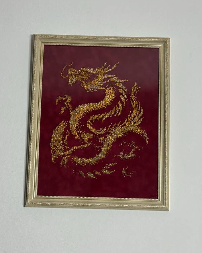 Custom Rhinestone Golden Dragon - Fengshui