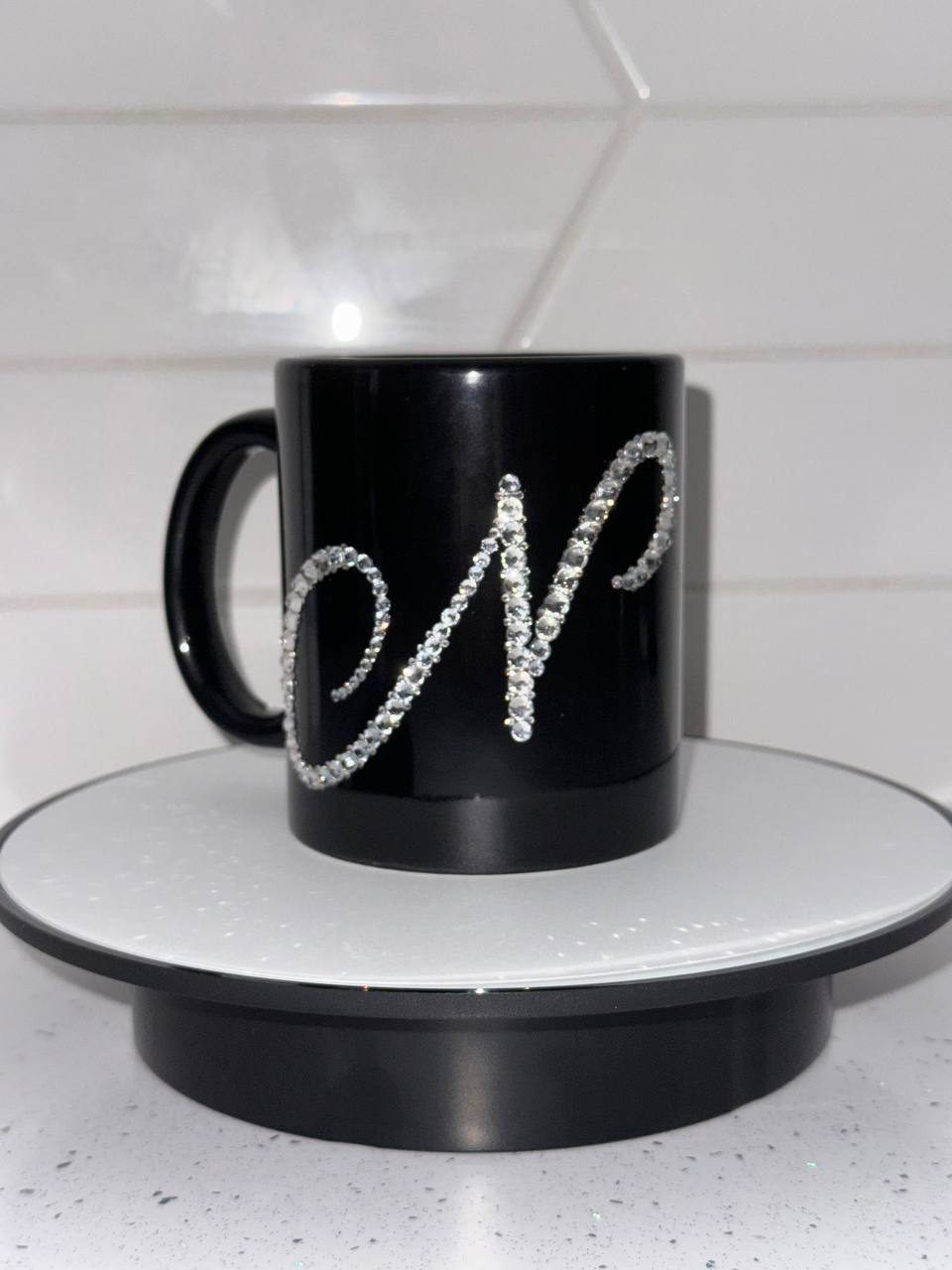 Custom Rhinestone Letter Mug