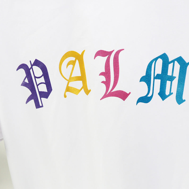 PALM Colorful letter print loose Men's T-shirt