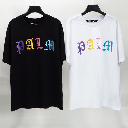 PALM Colorful letter print loose Men's T-shirt