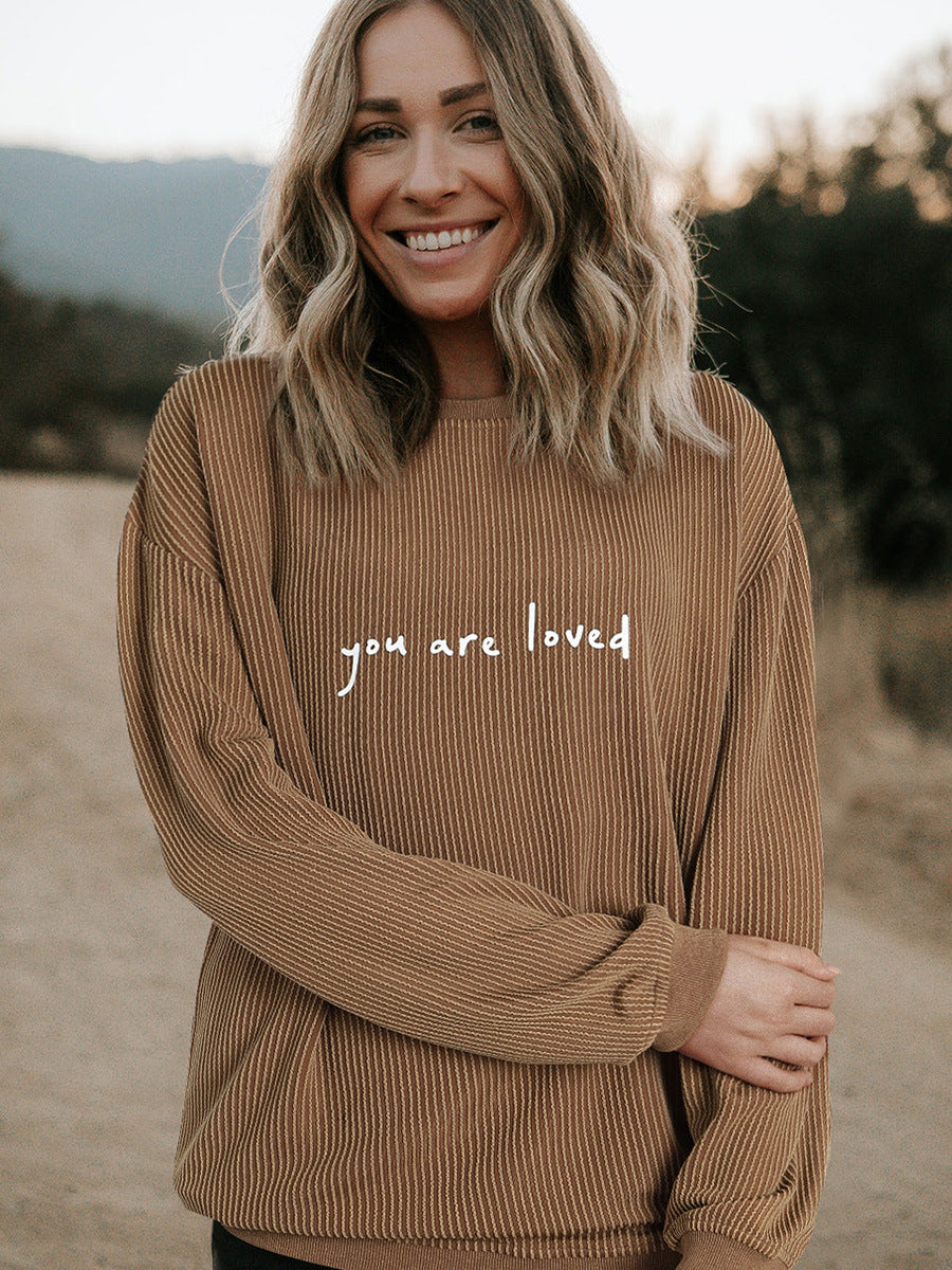 You Are Loved Letter Printed Women Sweater