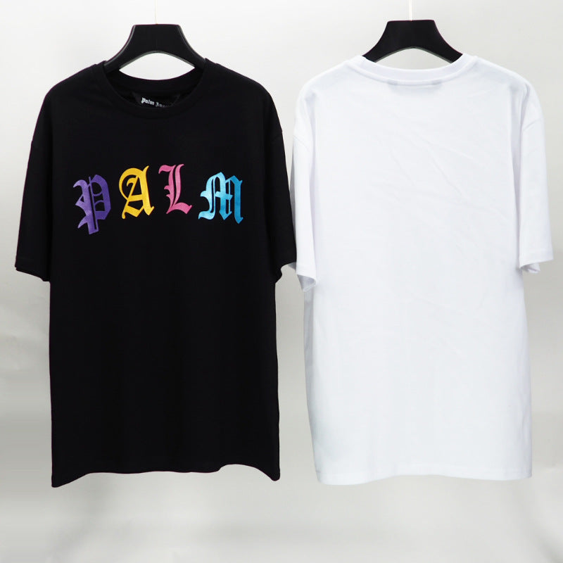 PALM Colorful letter print loose Men's T-shirt