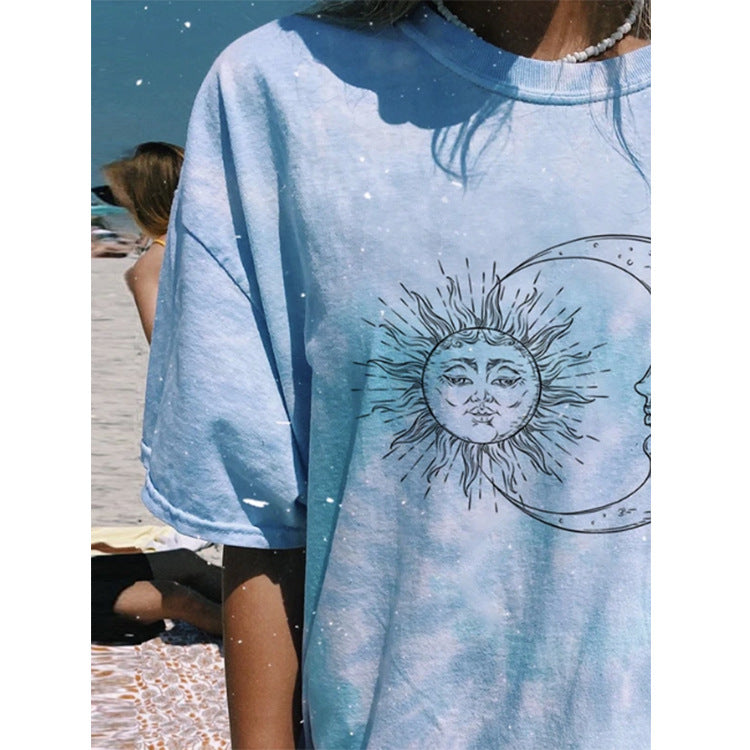 Moon sun Loose Women T'shirt