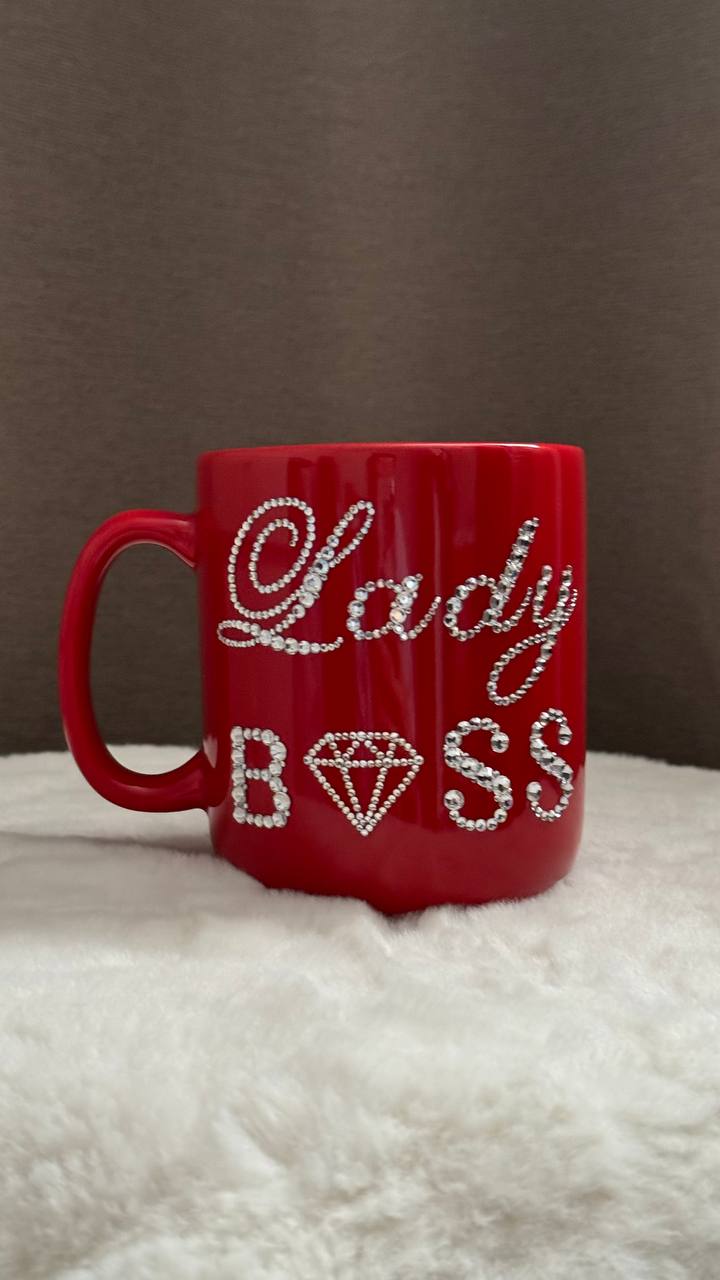 Custom Rhinestone Lady Boss Mug