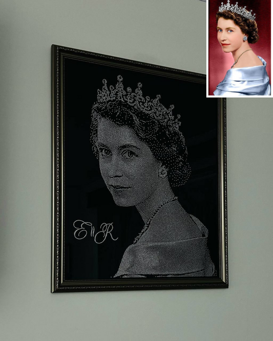 Queen Elisabeth Rhinestone Custom Portraits for Birthdays, Weddings, Unique Gifts