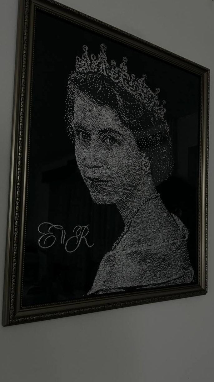 Queen Elizabeth Rhinestone Custom Portraits for Birthdays, Weddings, Unique Gifts