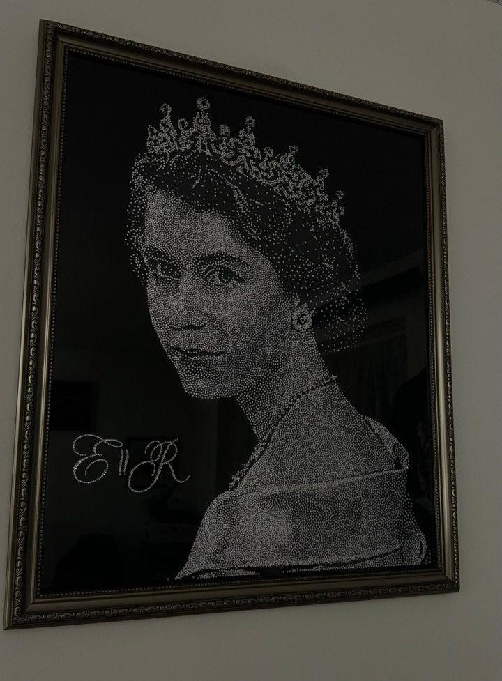 Queen Elizabeth Rhinestone Custom Portraits for Birthdays, Weddings, Unique Gifts